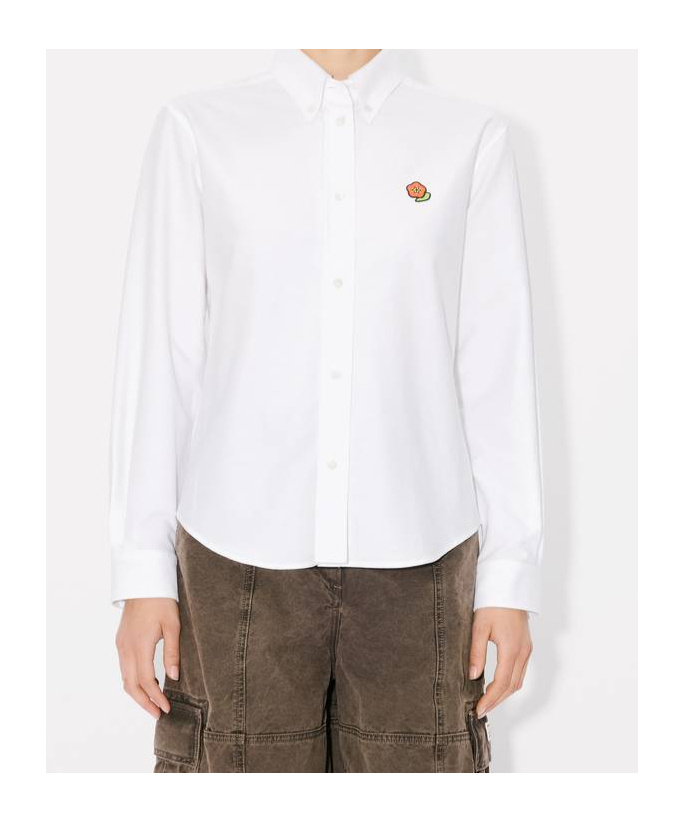Kenzo Boke Flower Embroidered Slim-fit Shirt In White