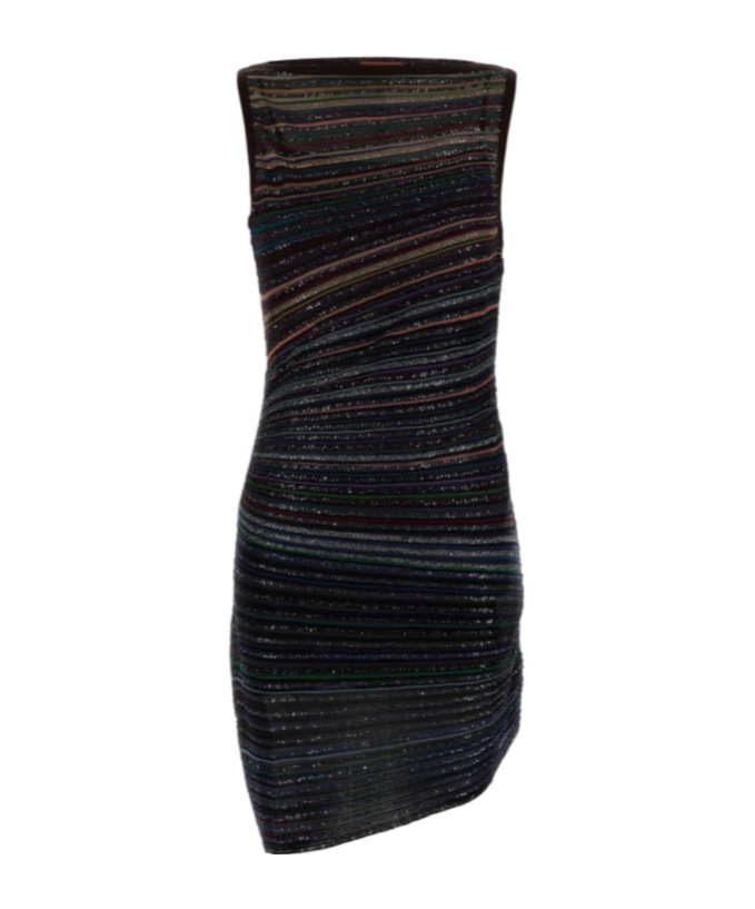 Missoni Striped Draped Mini Dress In Black