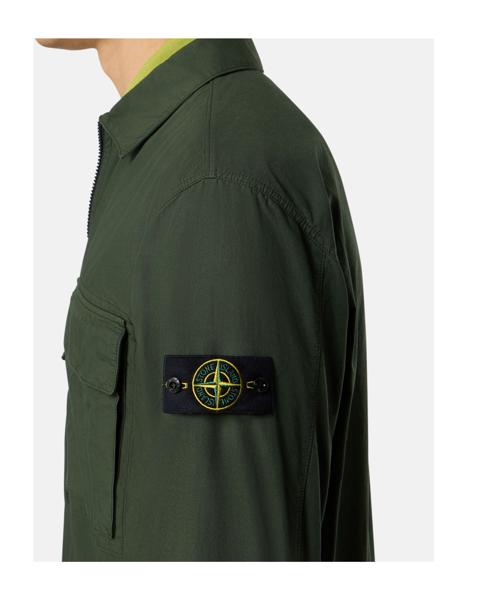 Stone Island Jacket With Compass Application In Green