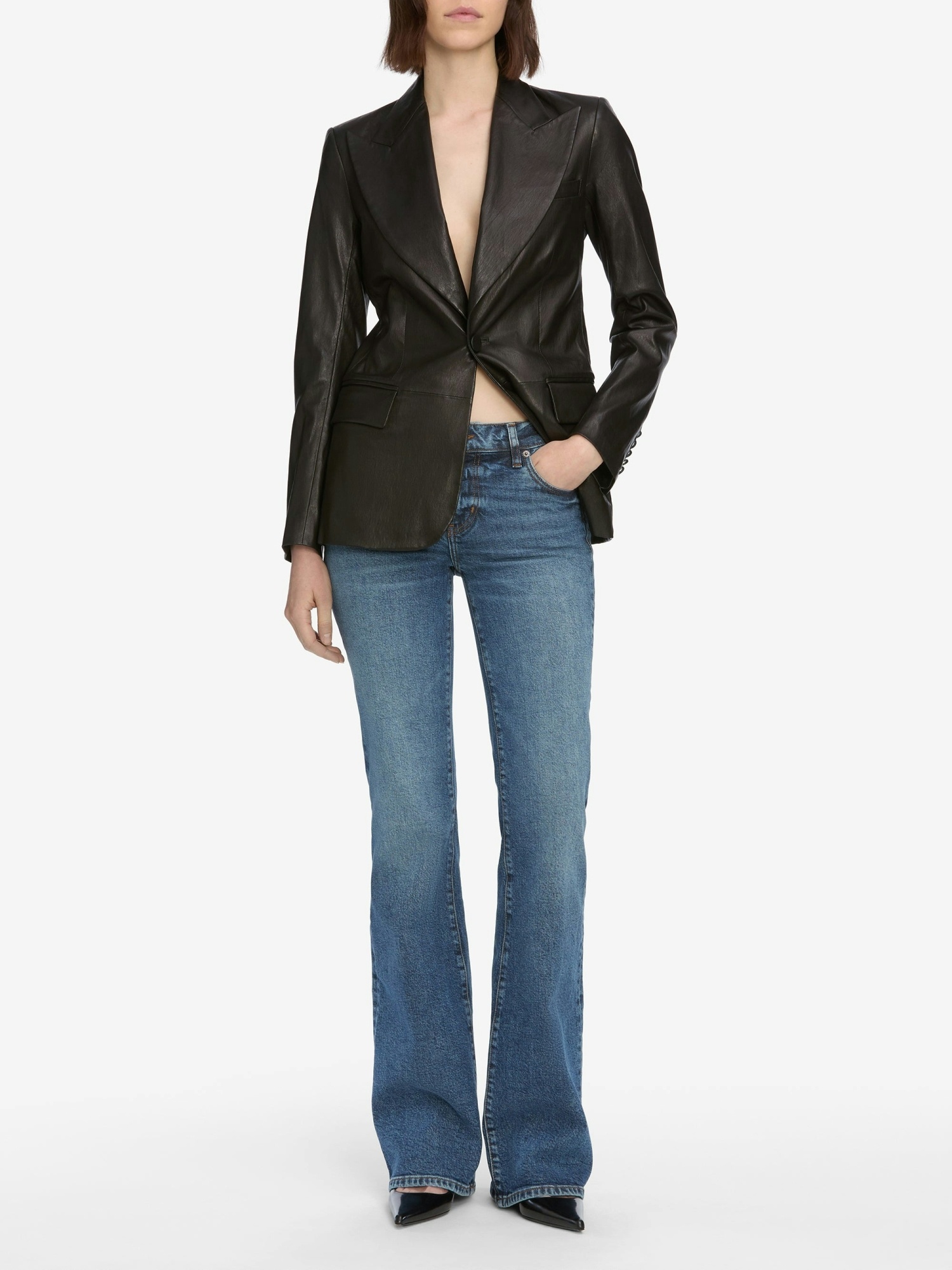 Frame Low-rise Flared Jeans In Blue