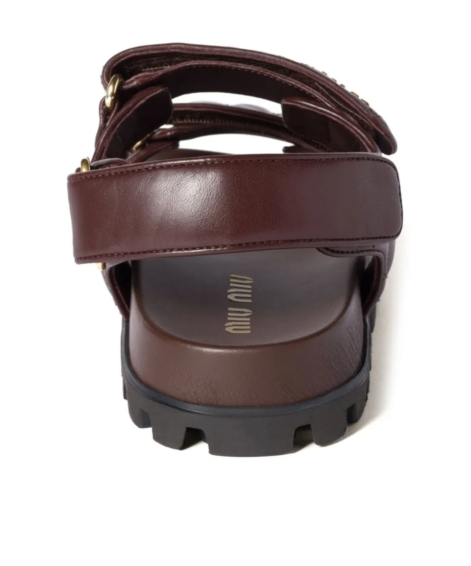 Shop Miu Miu Sporty Matelassé Nappa Leather Sandals In Black