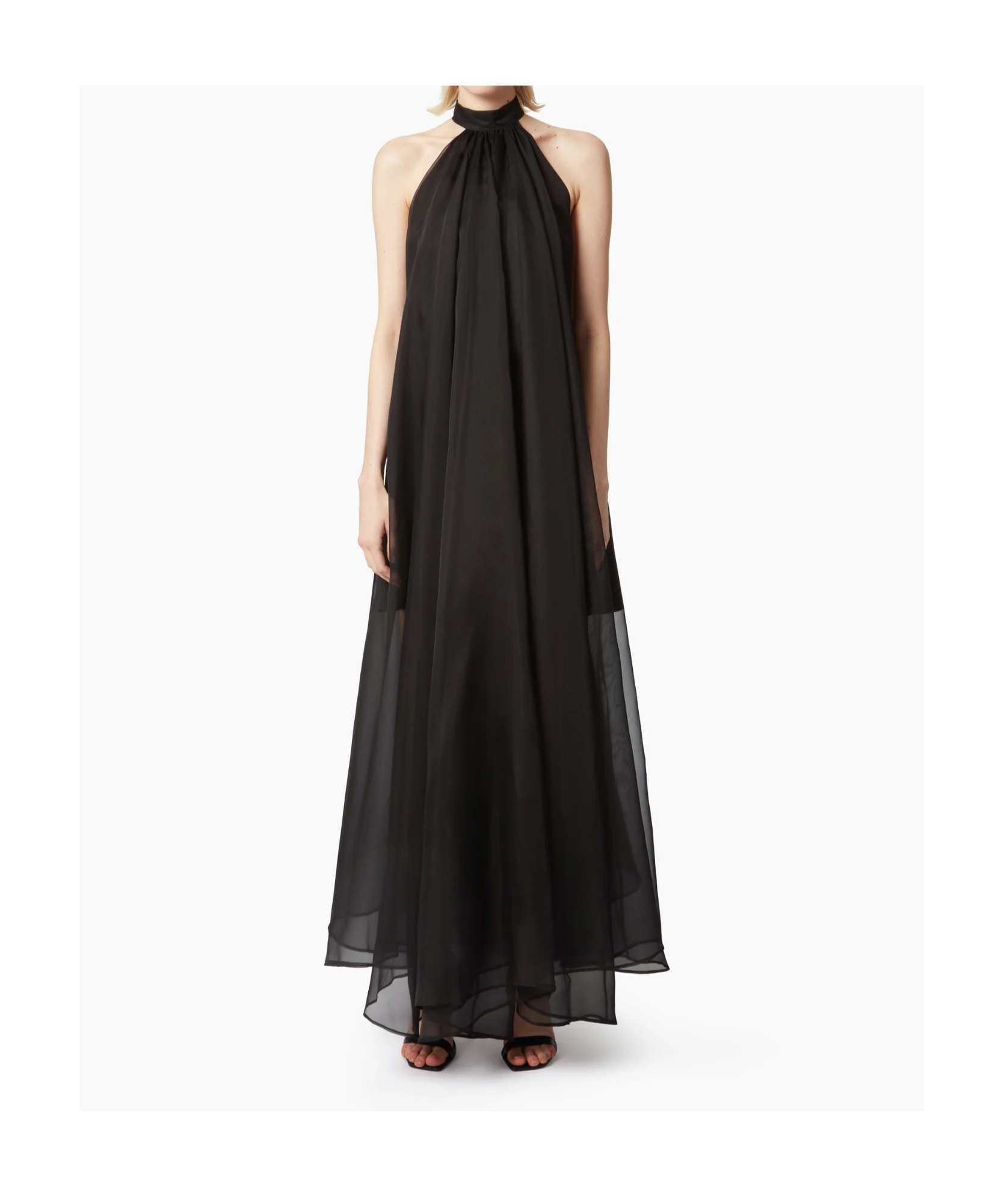 Nina Ricci Fluid Halterneck Transparent Dress In Black