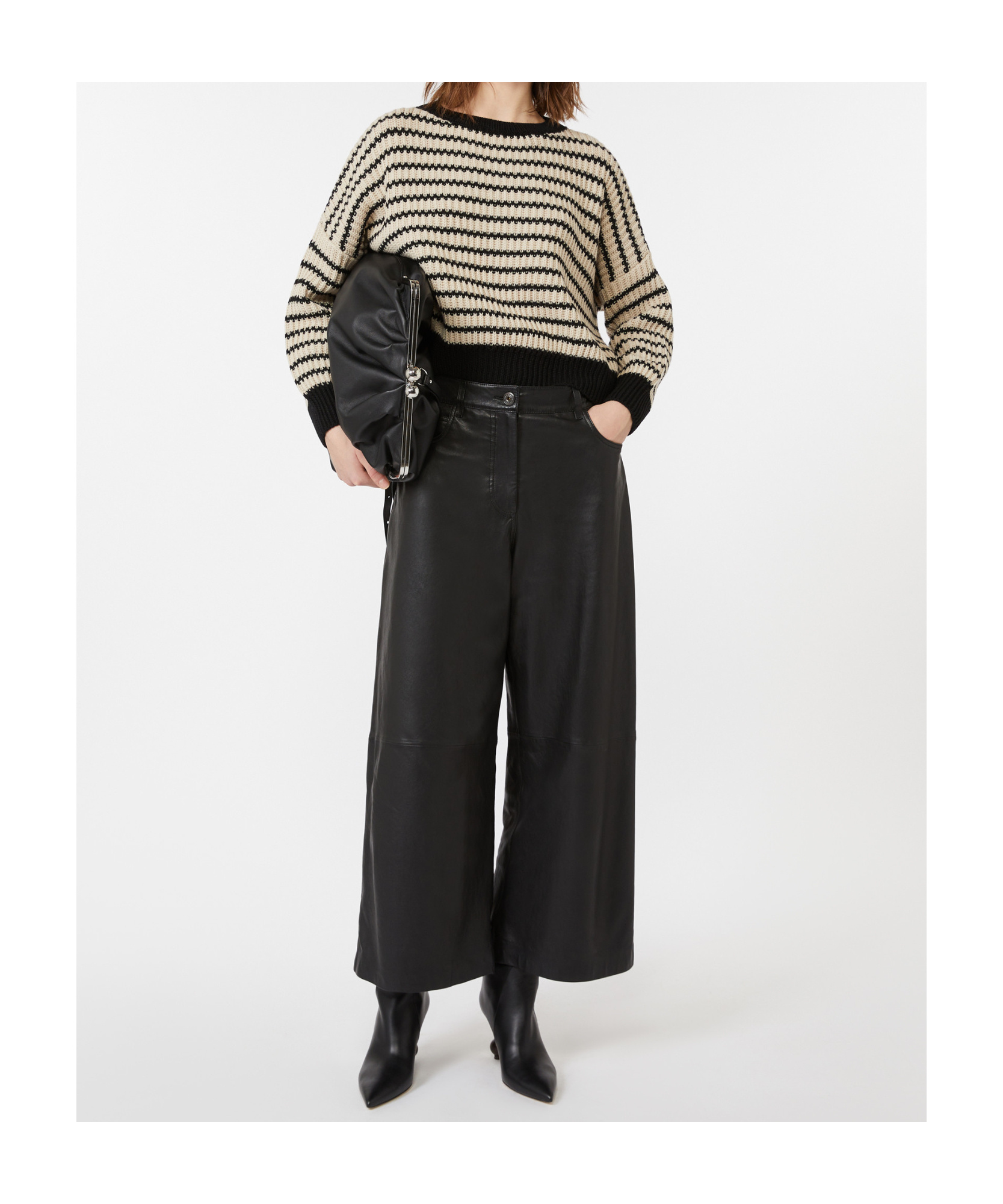 Weekend Max Mara Leather Panelled Trousers In Black