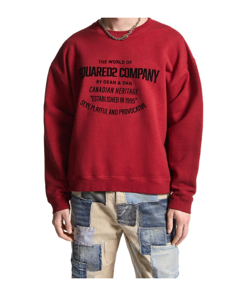 Dsquared2 Logo-print Cotton Sweatshirt In Red