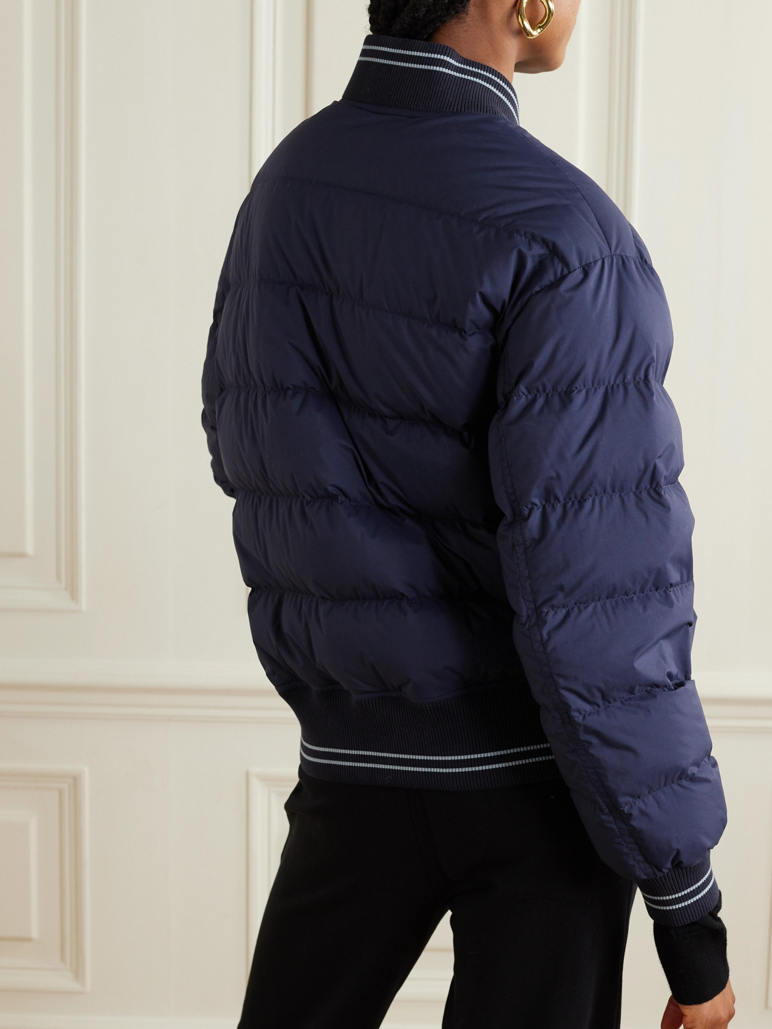 Moncler Long-sleeved Down Jacket In Blue