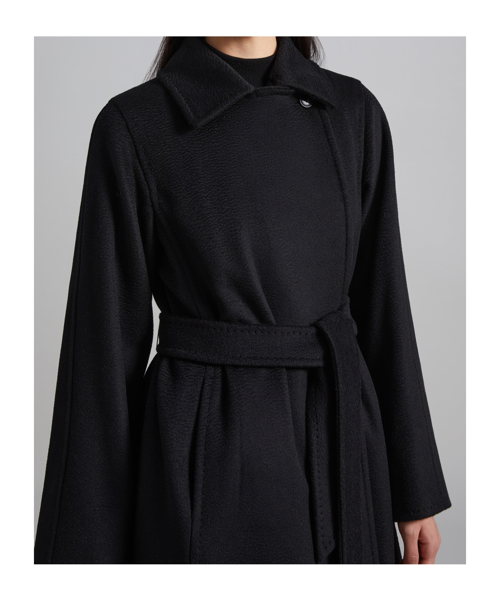 Max Mara Manuela Icon Belted Wool Coat In Black