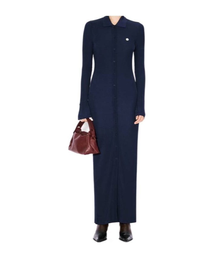 Kenzo Navy  Paris Long Rib Cardigan Maxi Dress In Black