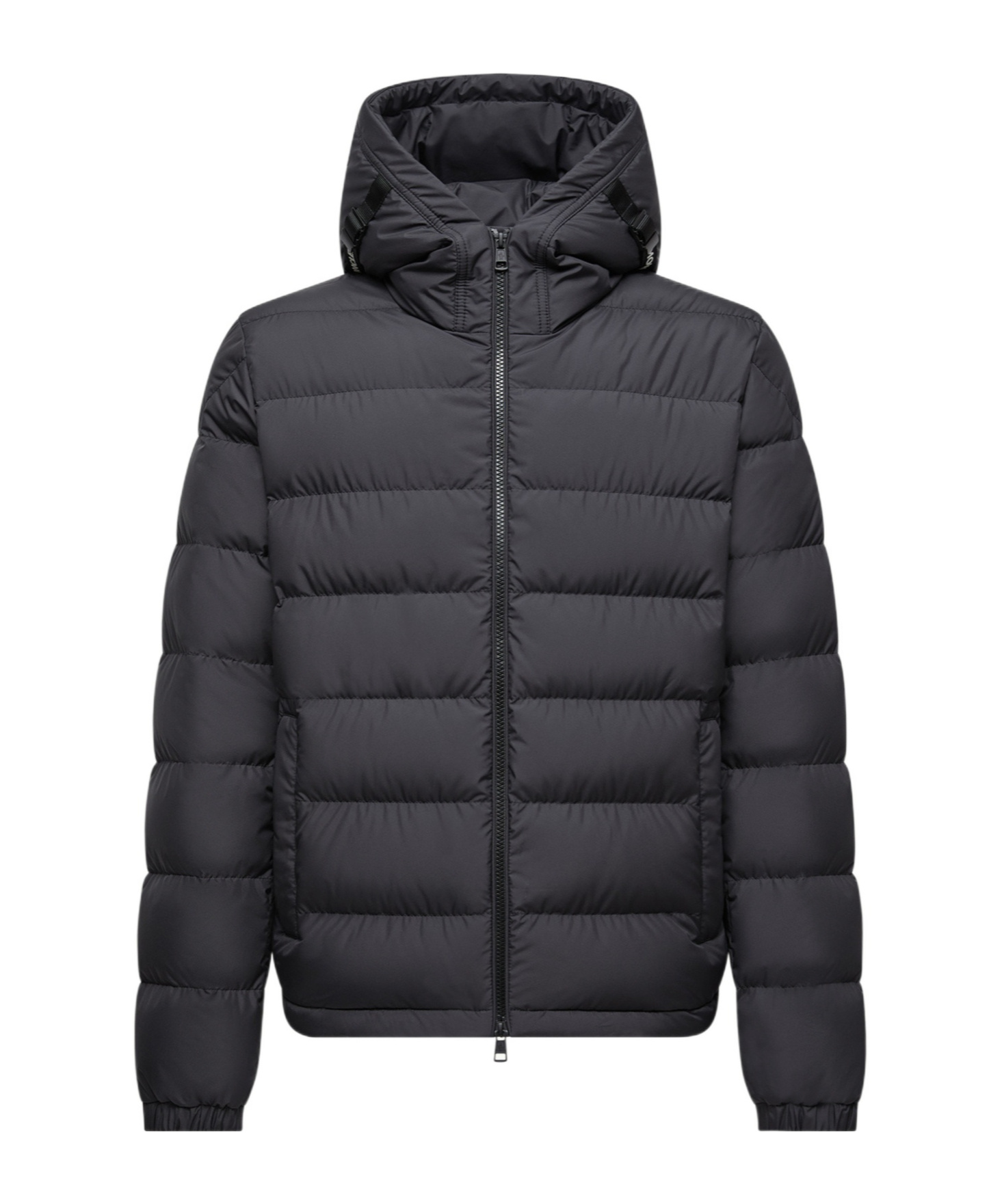 Moncler Hooded Down Jacket Featuring Elastic Cuffs In Black