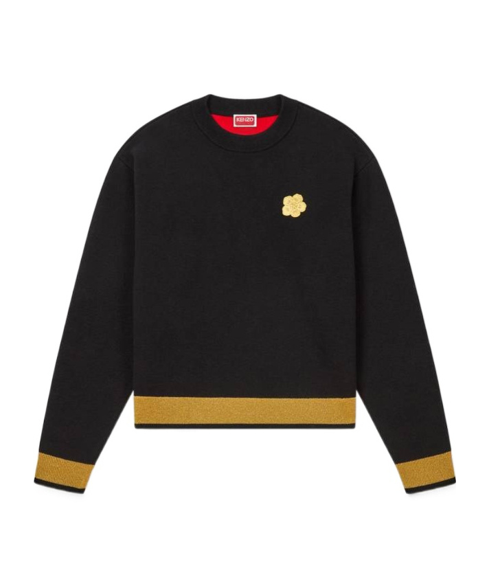Shop Kenzo 'boke Flower' Jumper In Wool And Cotton In Black