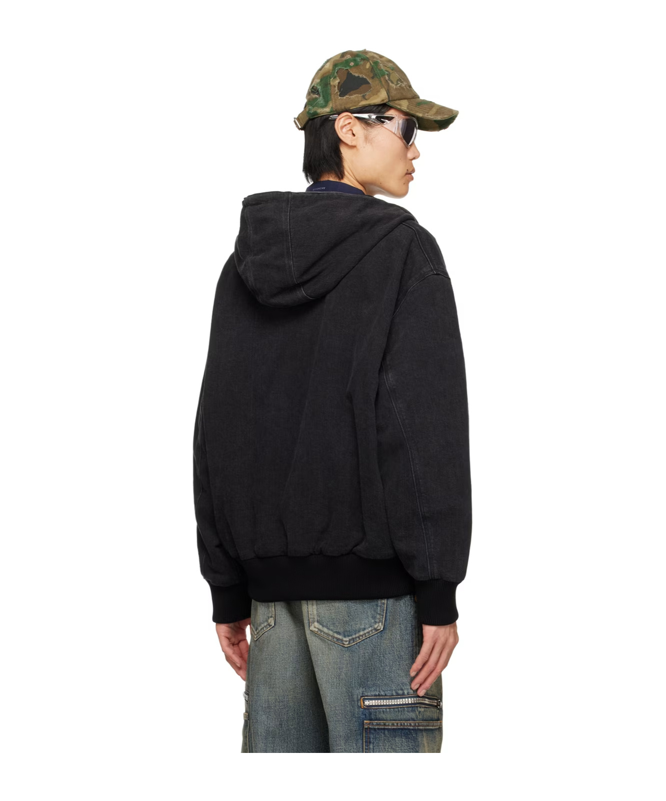 Givenchy Black Zip Denim Jacket In Black