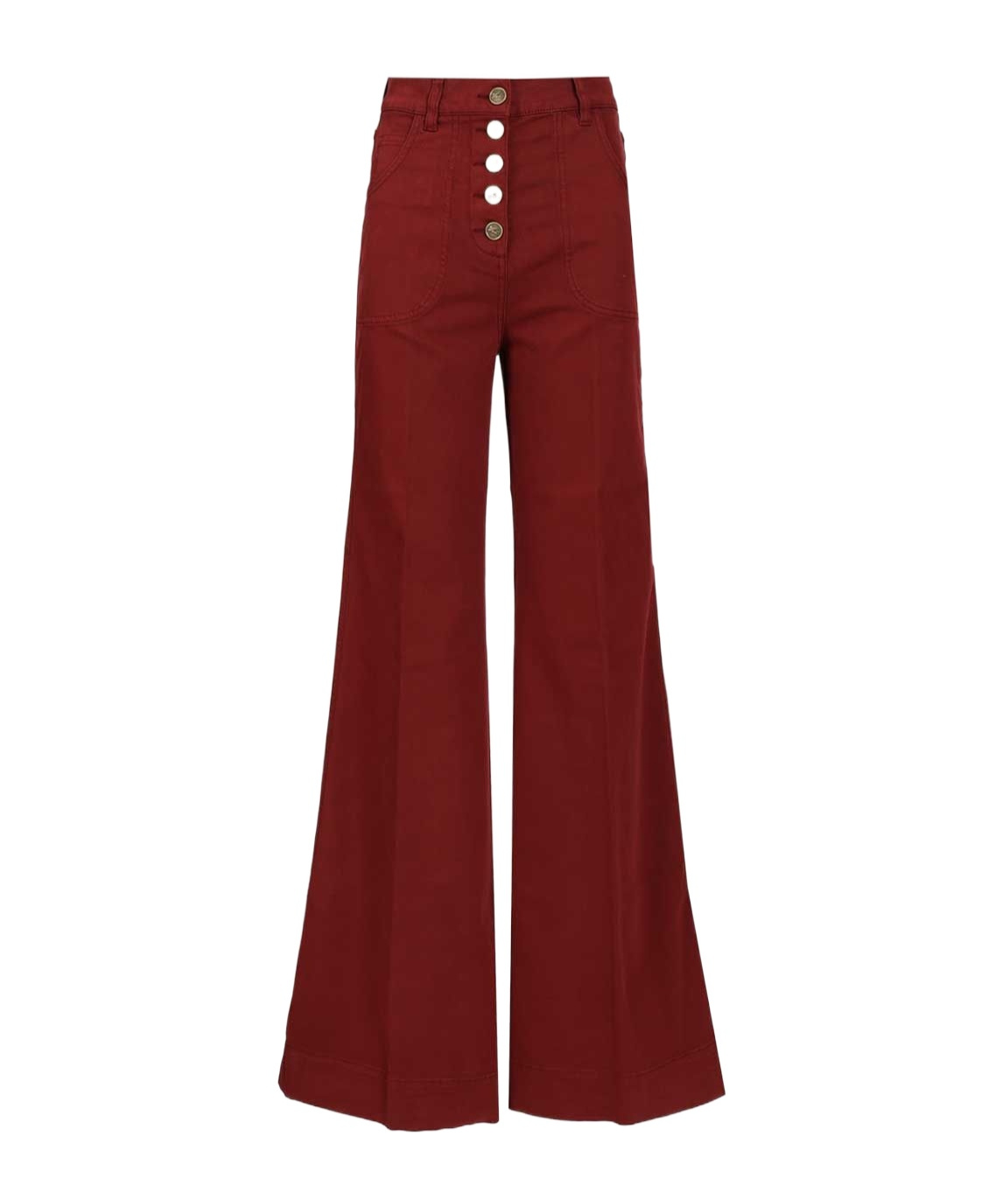 Etro Button-down Wide-leg Jeans In Burgundy