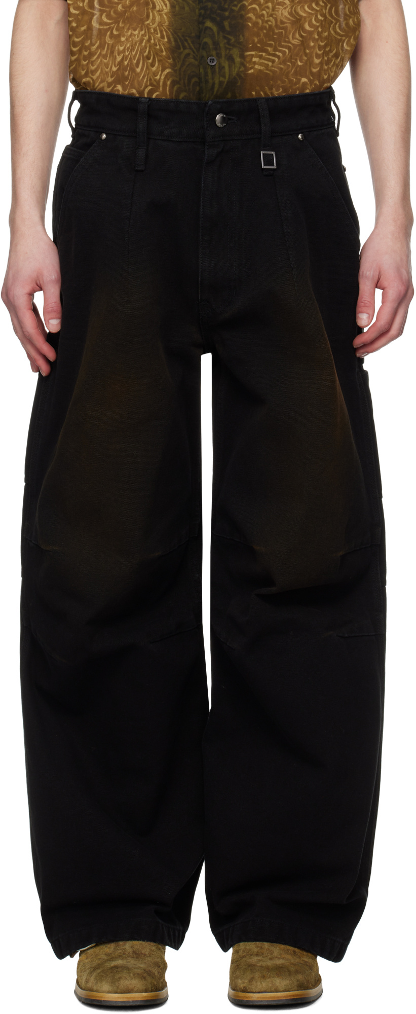 Wooyoungmi Black 3d Wide Jeans In Black