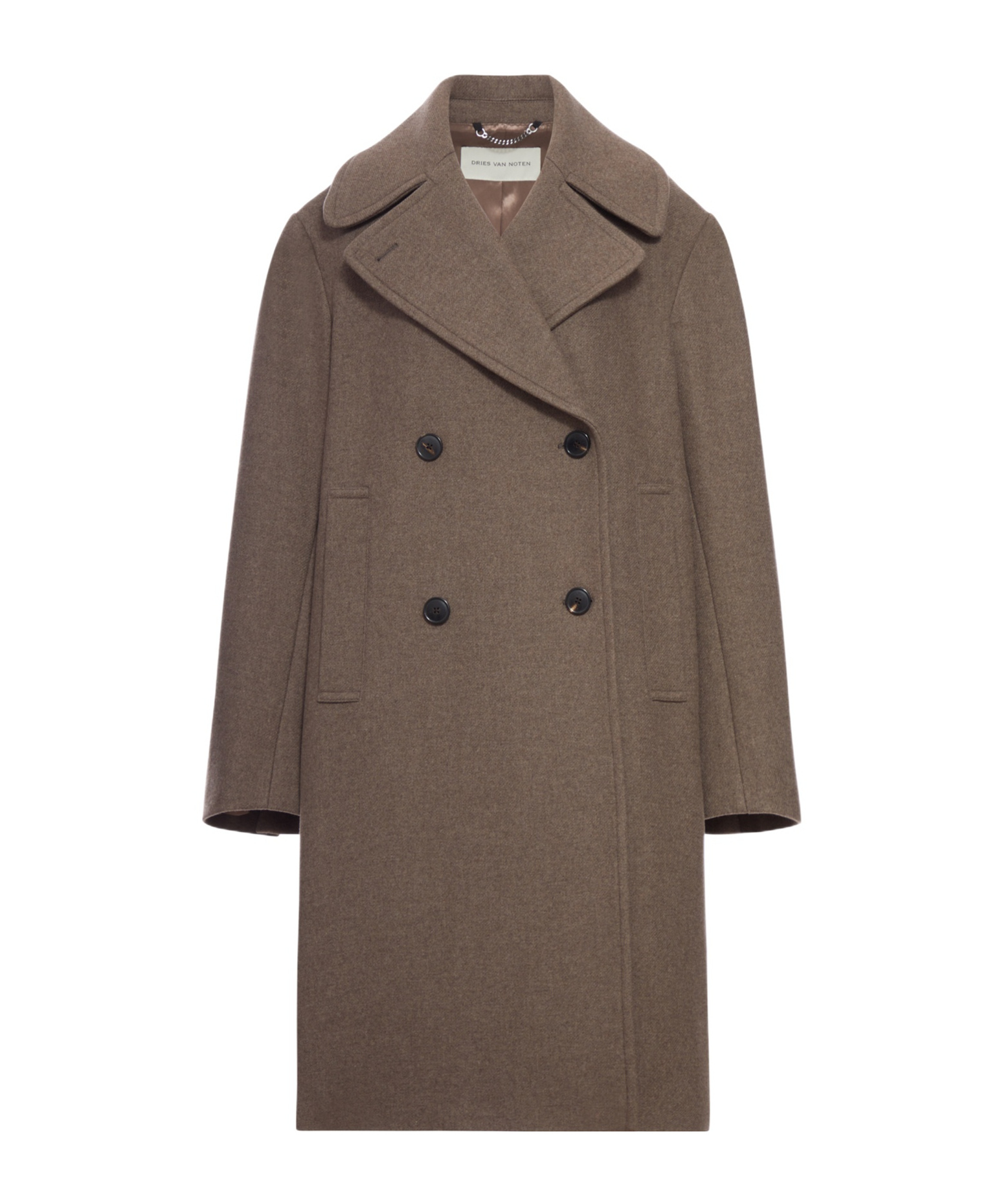 Dries Van Noten Brown Wool Blend Double-breasted Coat In Brown
