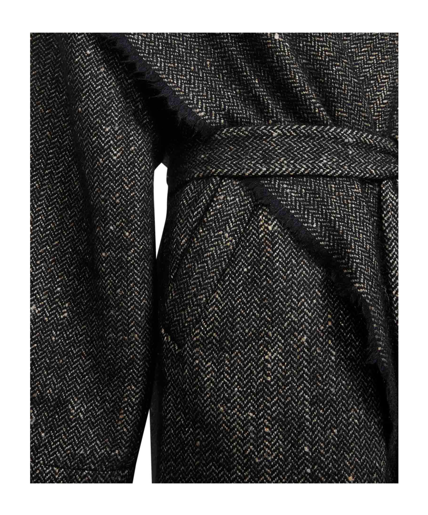 Uma Wang Black Chevron Pitti Coat With Hood In Black