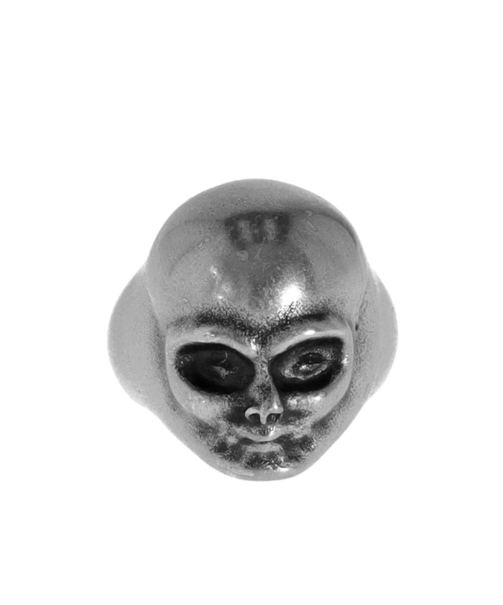 Ann Demeulemeester Silver Skull Ring In Gray