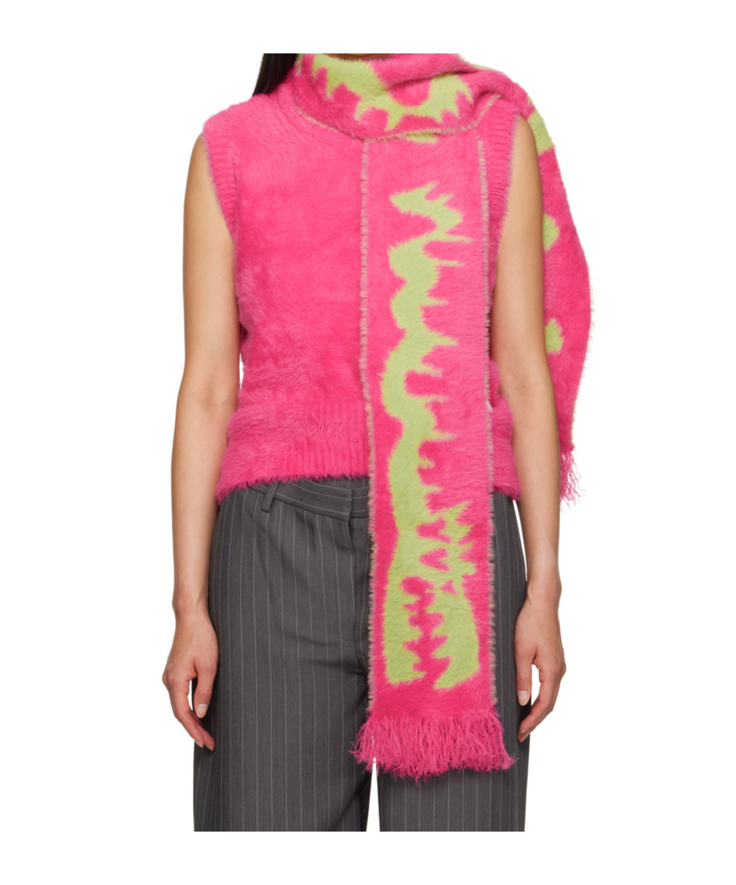 Charles Jeffrrey Loverboy Fluffy Scarf Vest In Black
