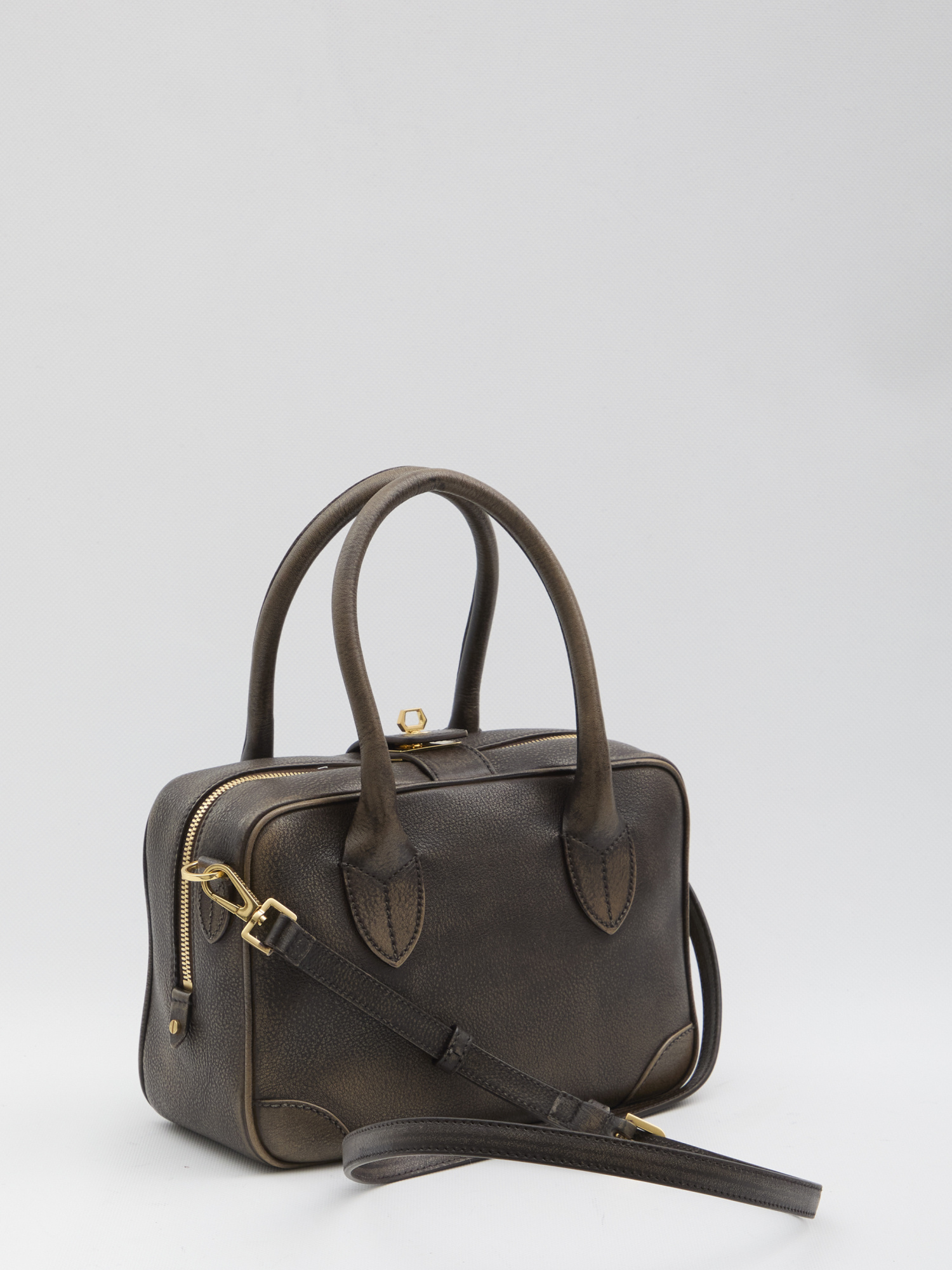 Golden Goose Vintage Leather Tote Bag With Adjustable Strap In Brown