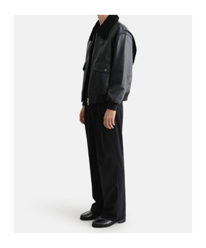 Dunst Shearling Collar Leather Jacket In Black