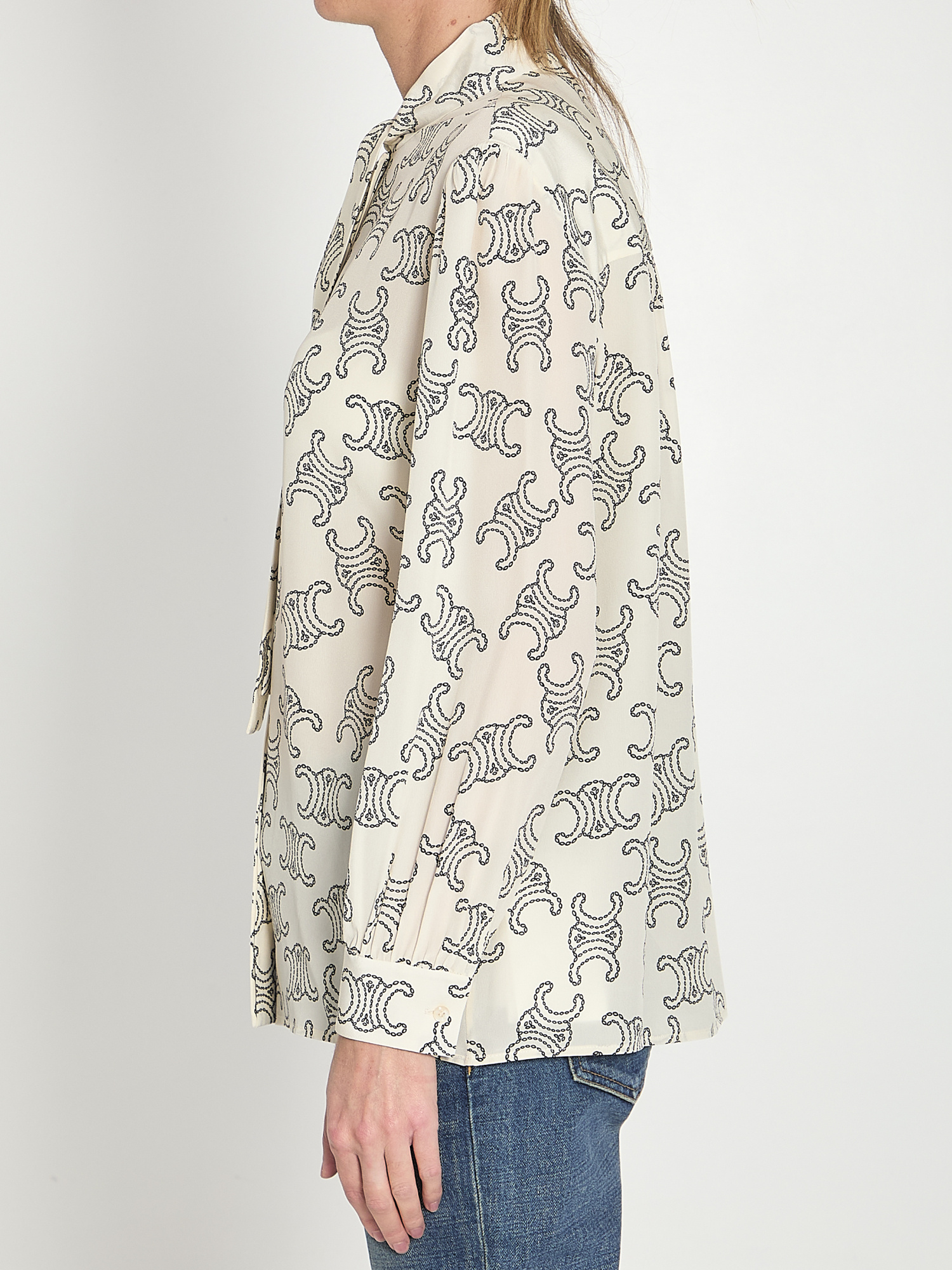 Celine Lapel Long-sleeved Shirt In White