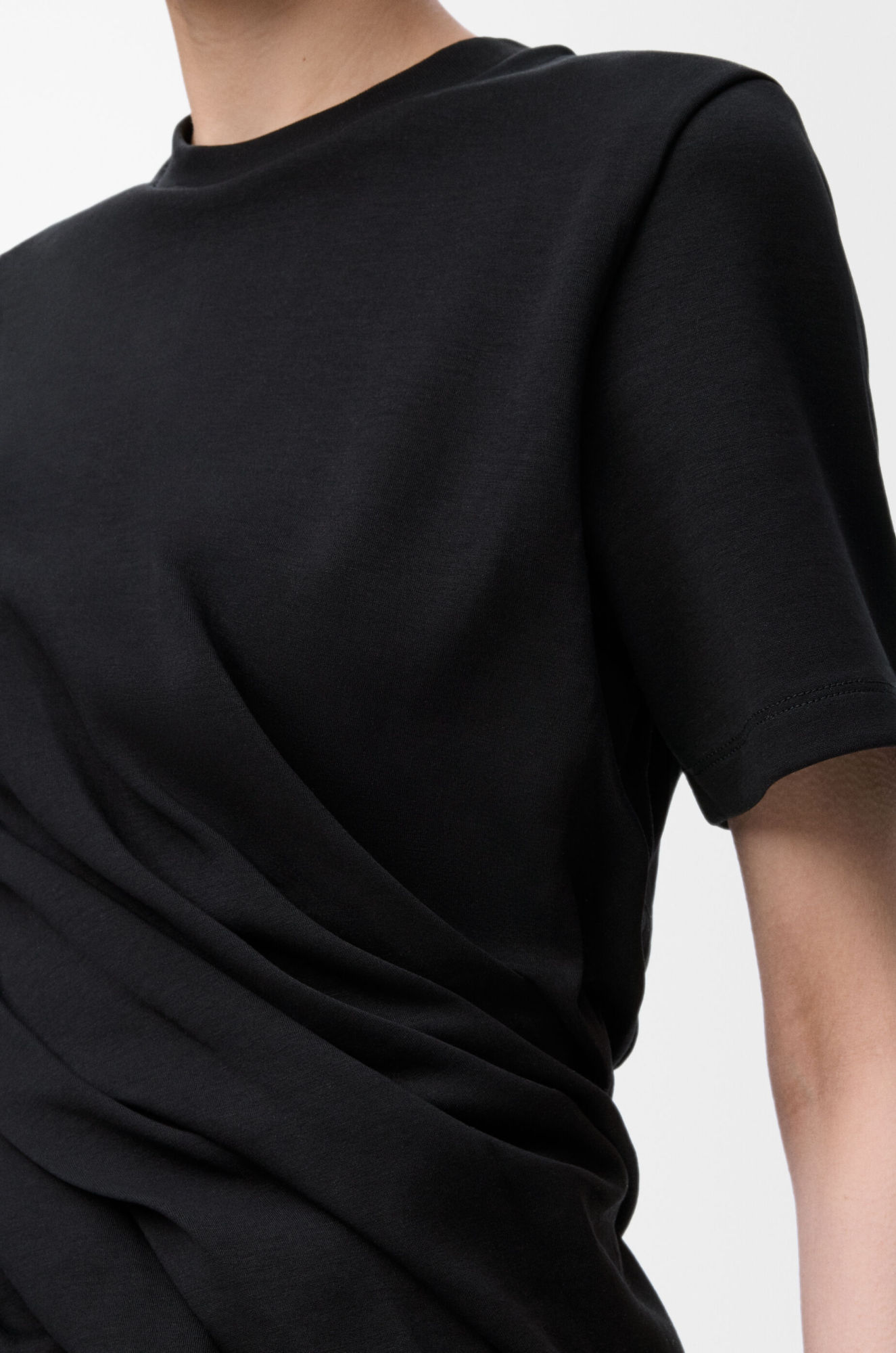 Loewe Short-sleeve Draped Twisted T-shirt In Black