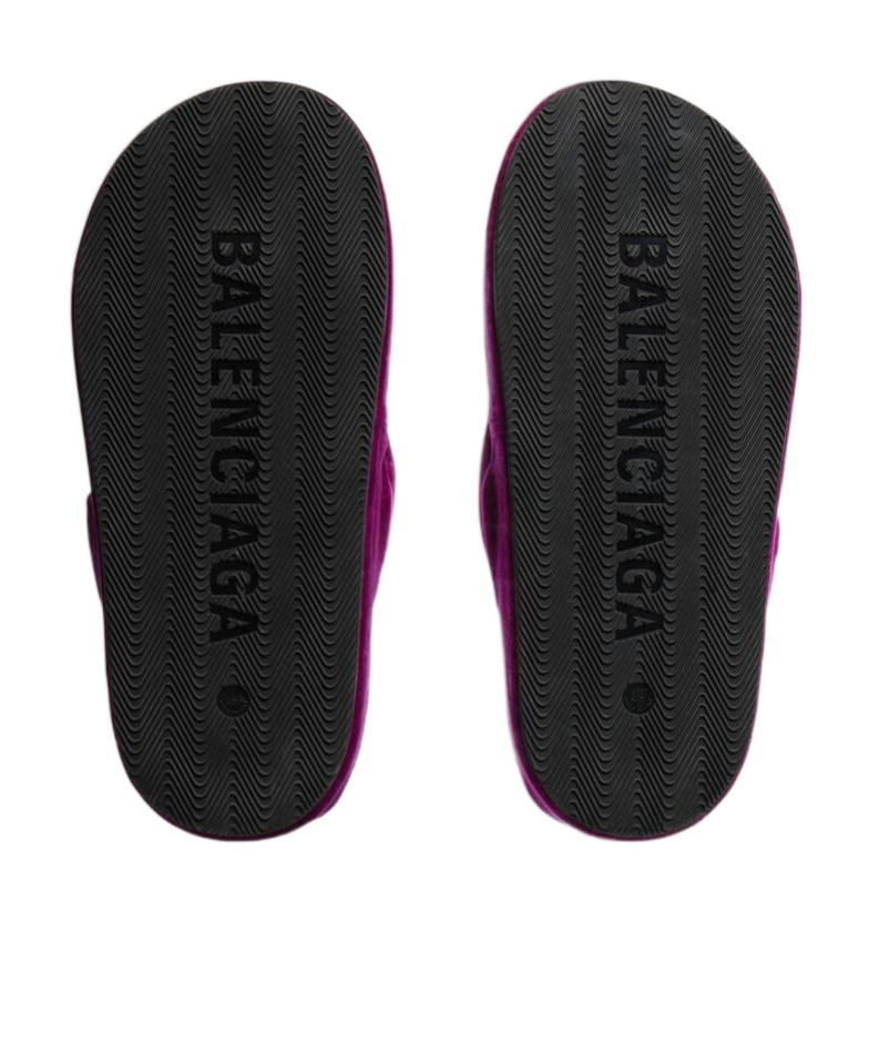 Balenciaga Jet Lag Stretch Velvet Platform Thong Sandals In Purple