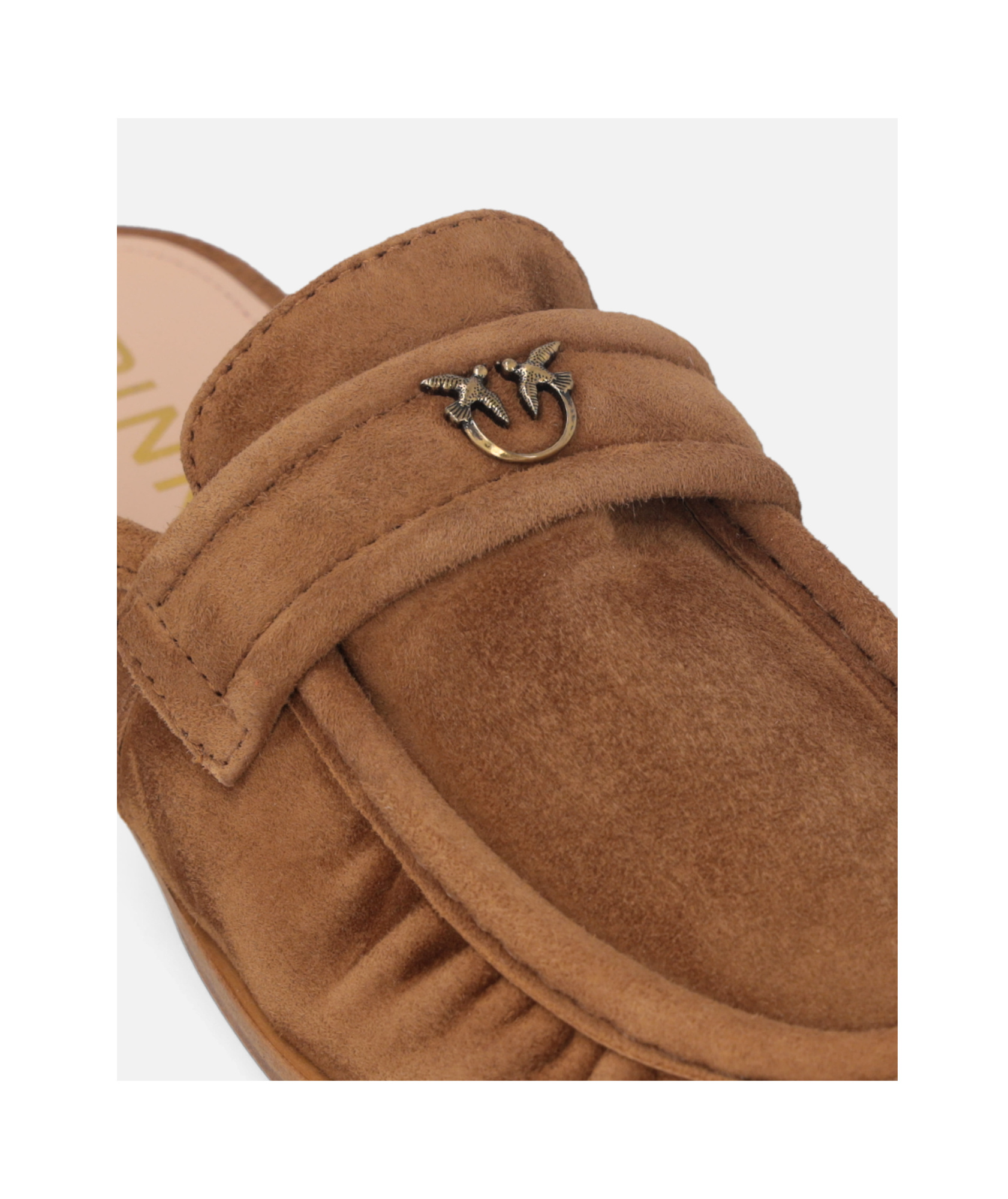 Pinko Mocassins Mules Plats En Daim In Brown