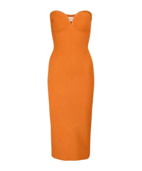 Galvan Thalia Ribbed-knit Midi Dress In Pink