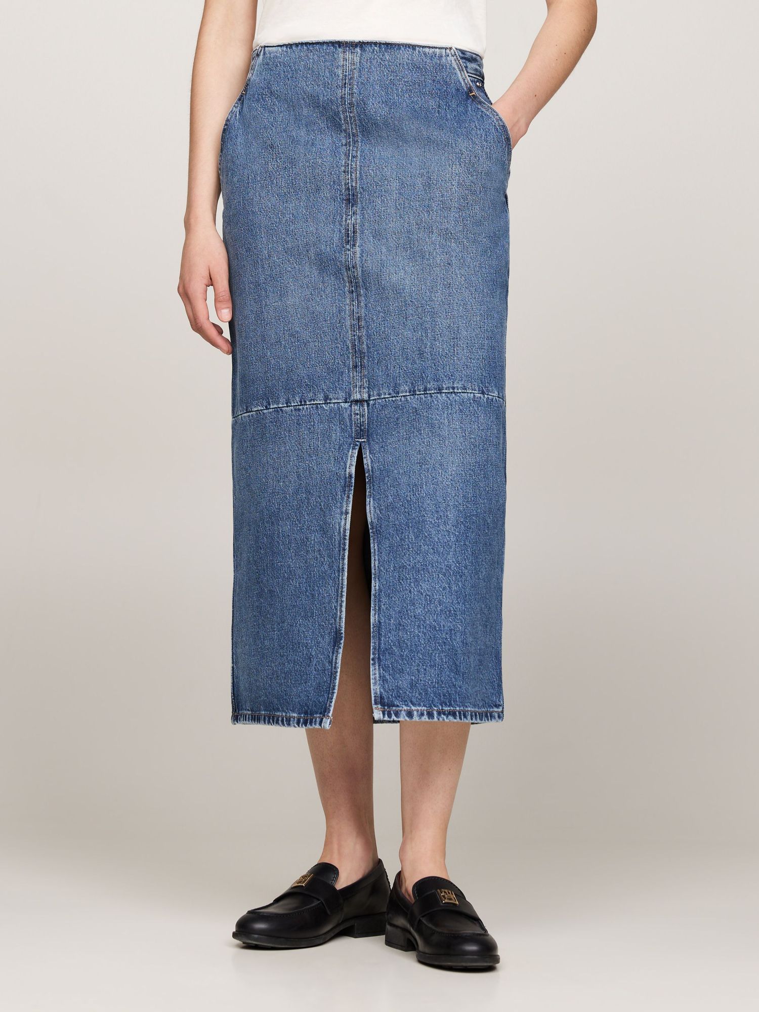 Tommy Hilfiger Logo Denim Skirt In Blue