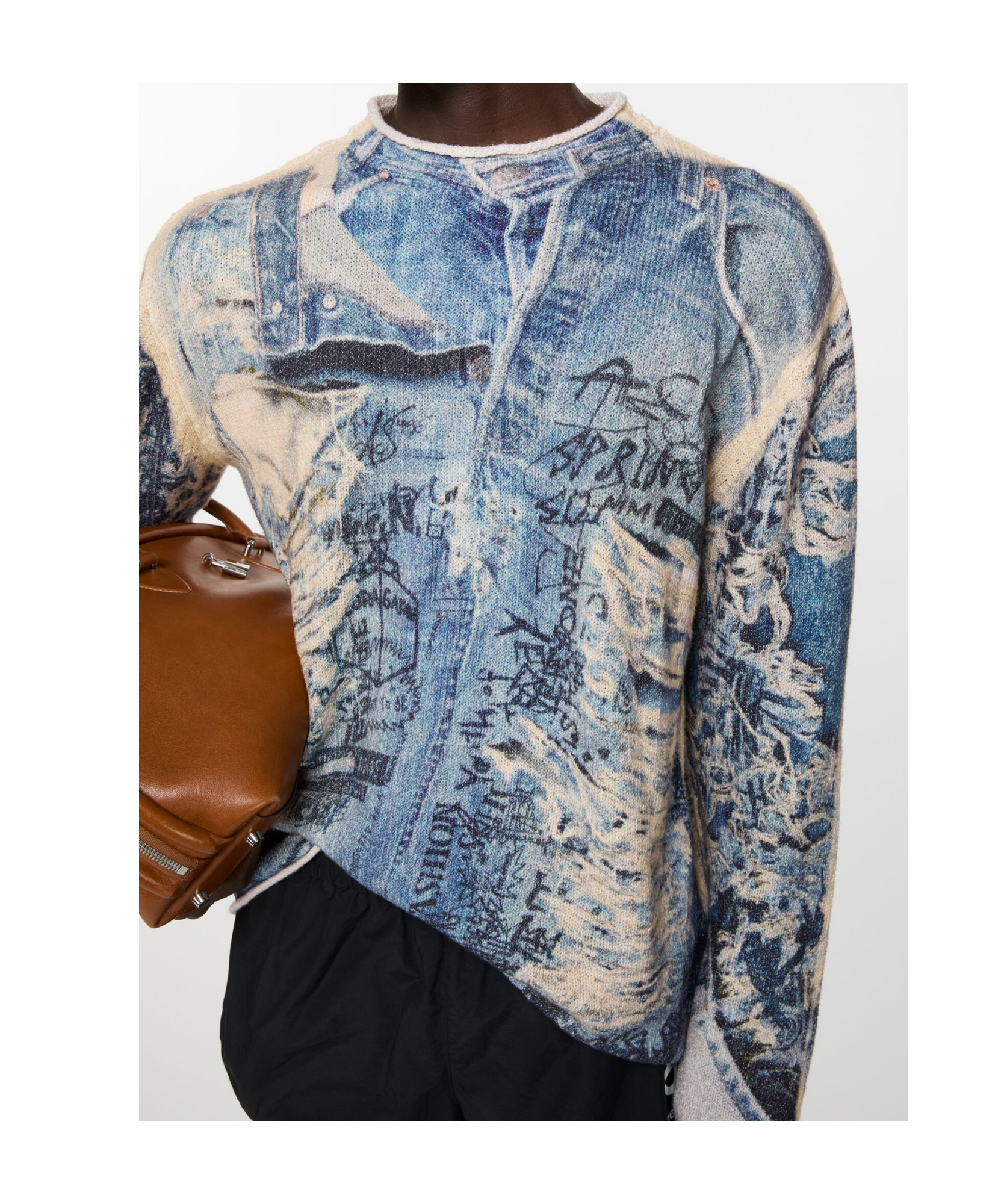 ACNE STUDIOS DENIM-PRINTED SWEATER