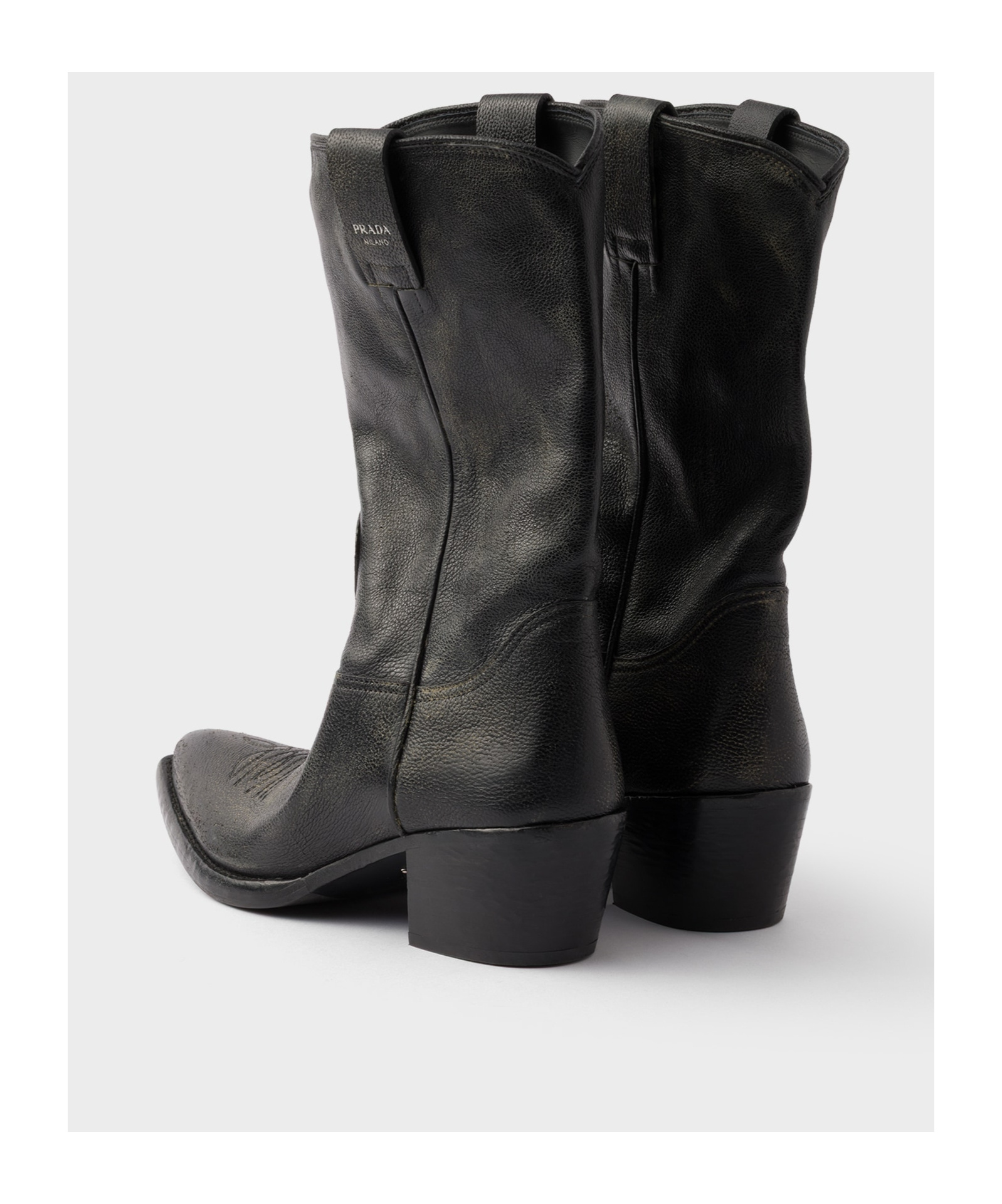 Prada Pointed Toe Boots In Black