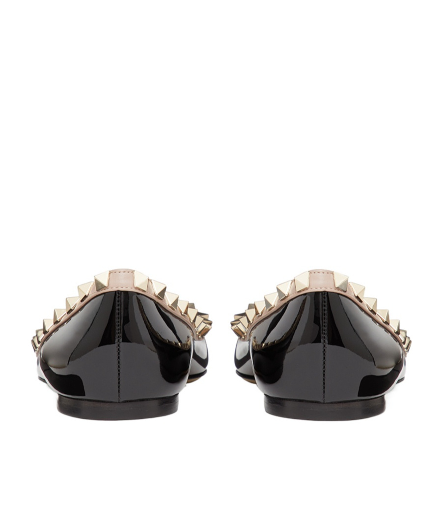 Valentino Rockstud Patent Leather Ballet Flats In Black