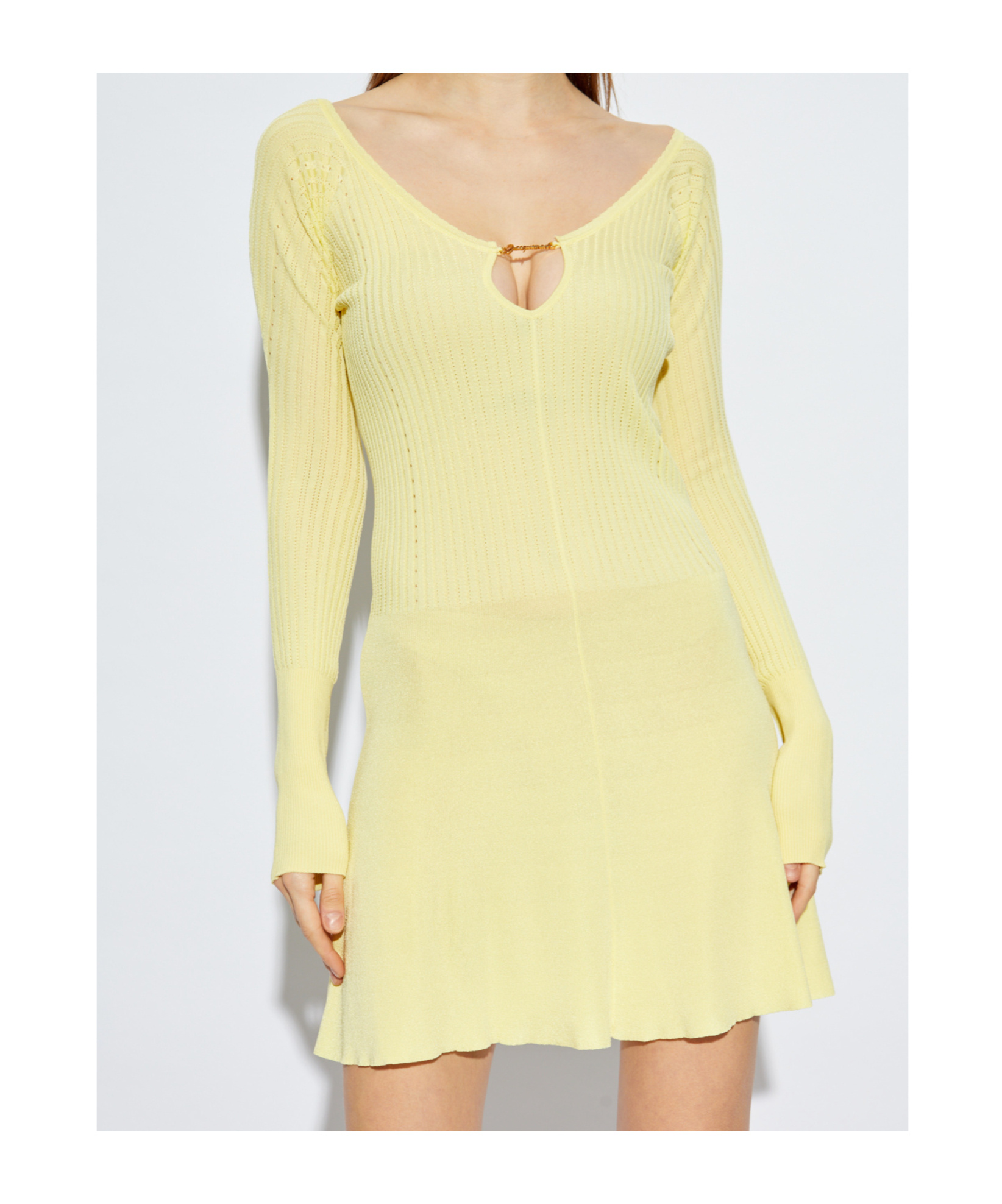 Jacquemus The Pralù Scalloped Mini Dress In Yellow