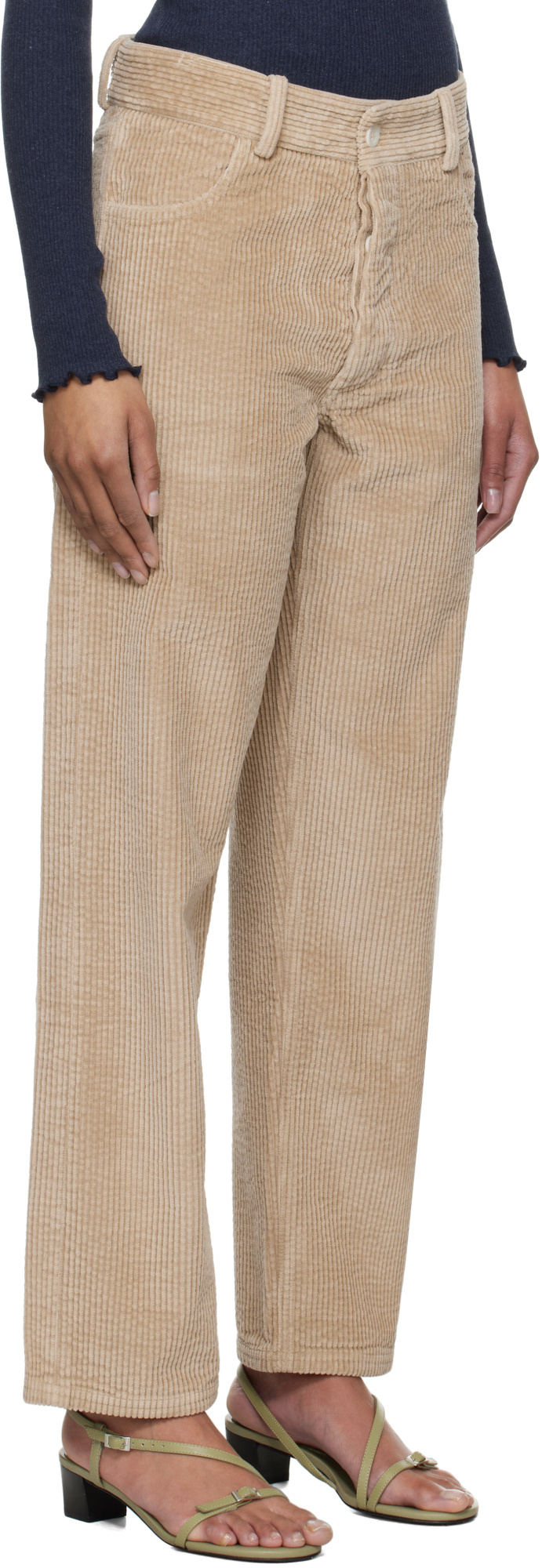Baserange Casual Pants With Belt Loops In Neutral