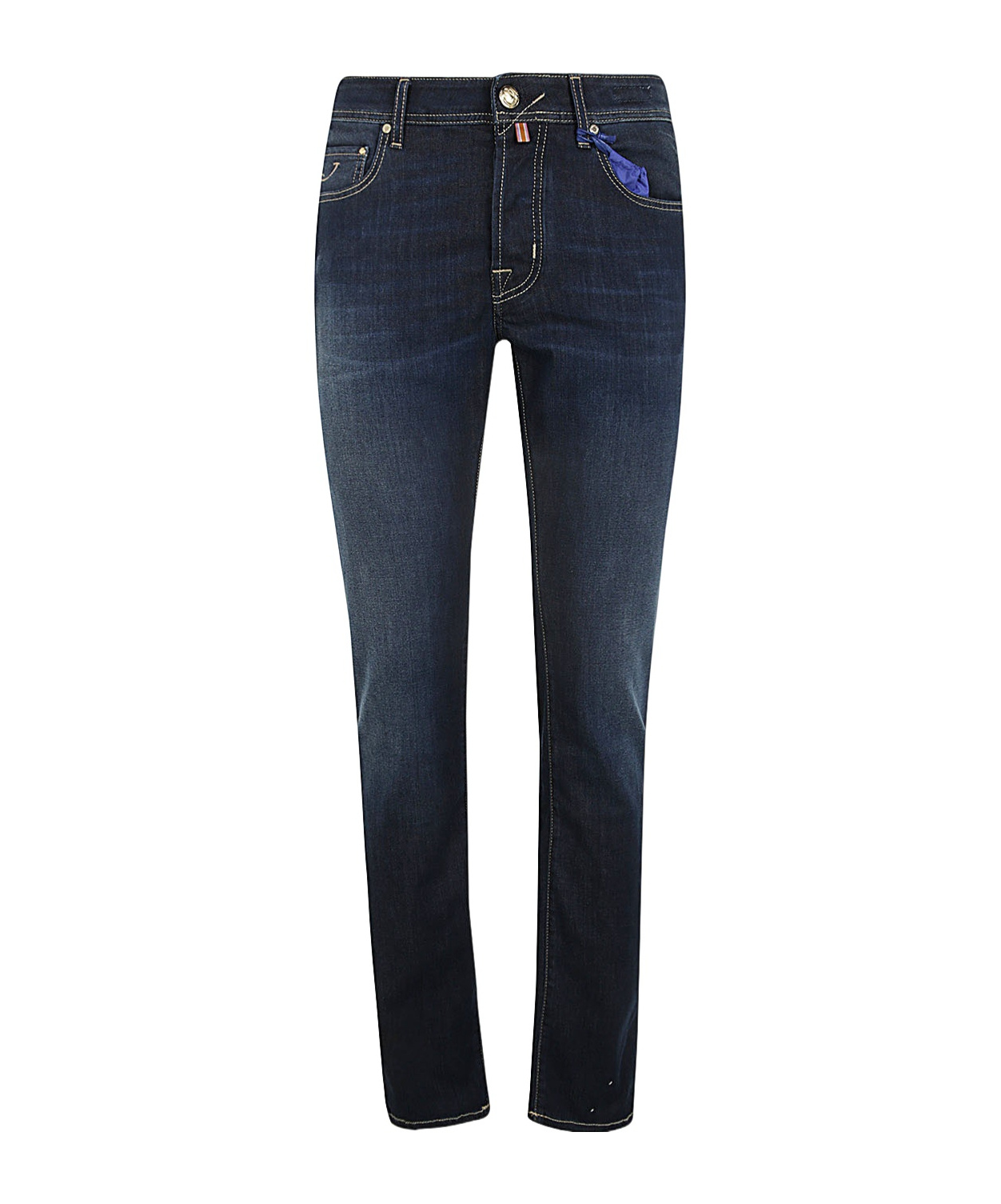 Jacob Cohen 'scott' Blue Skinny Jeans With Contrasting Stitching In Black