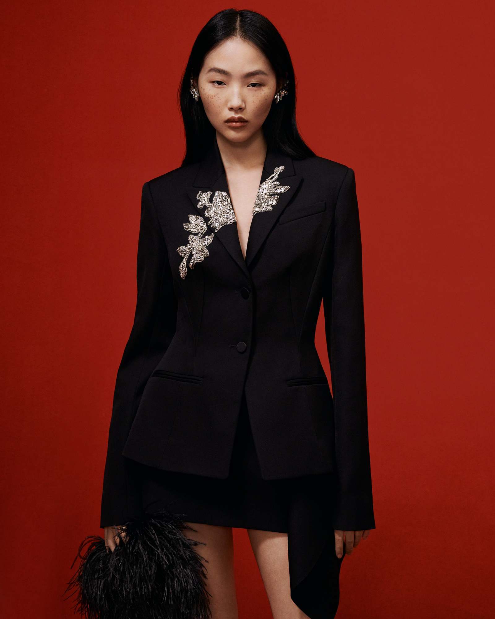 ERDEM CRYSTAL-EMBELLISHED TAILORED BLAZER