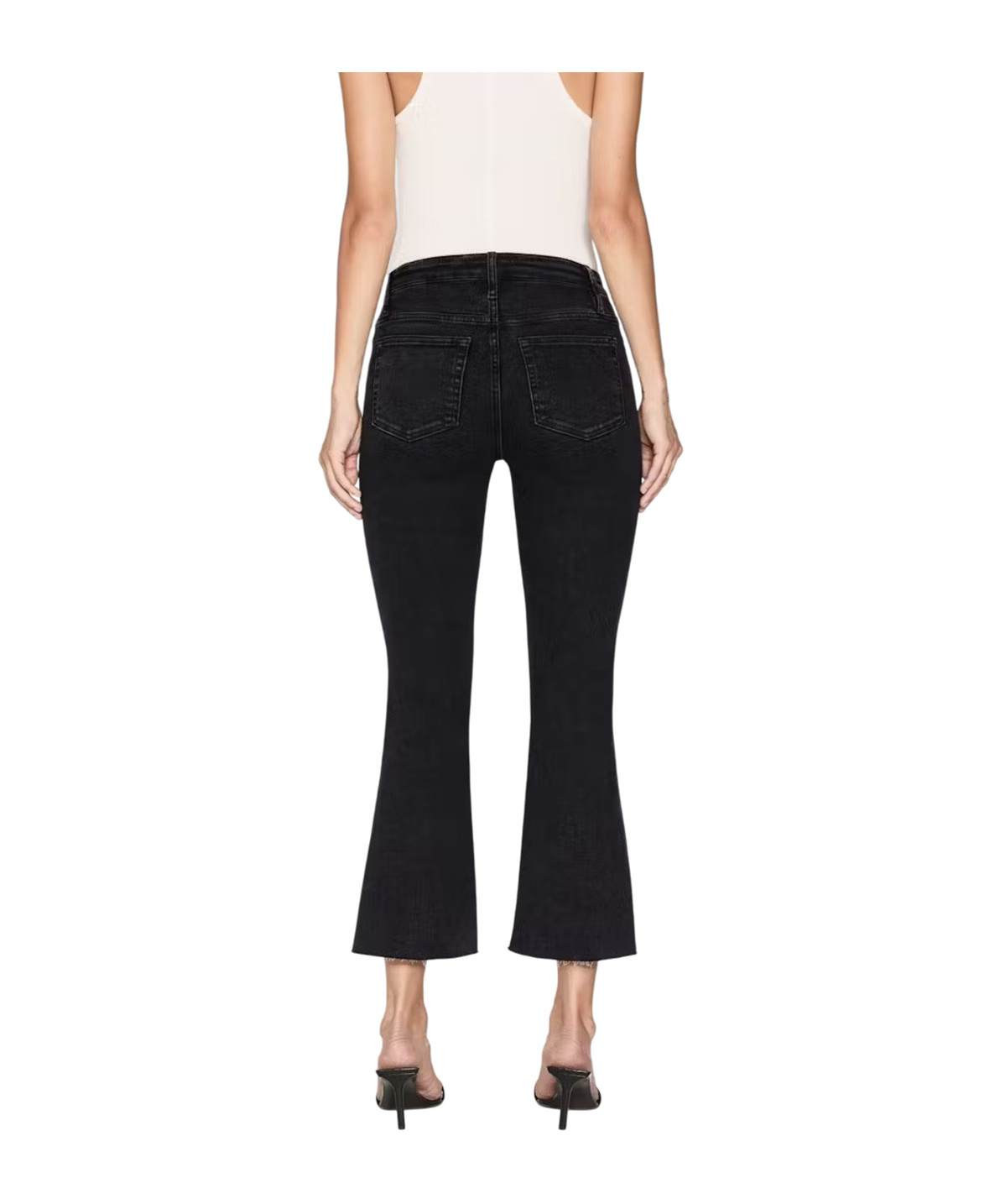 Frame Le Crop Mini Boot Stagger Raw Hem Crop Bootcut Jeans In Black
