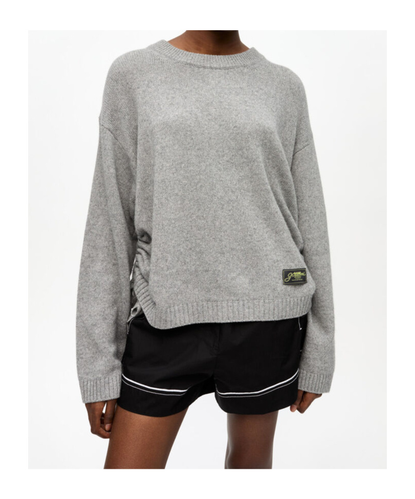 Ganni Gray Future Mixed Wool Oversized Sweater In Gray