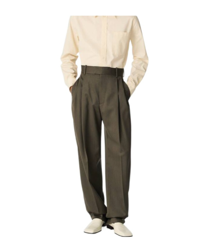 Bottega Veneta Leather Wide Leg Trousers In Brown