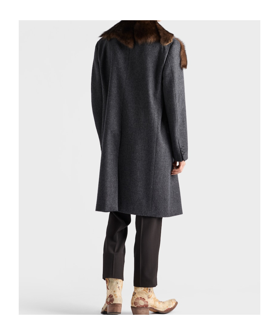 Prada Single-breasted Wool Coat In Blue