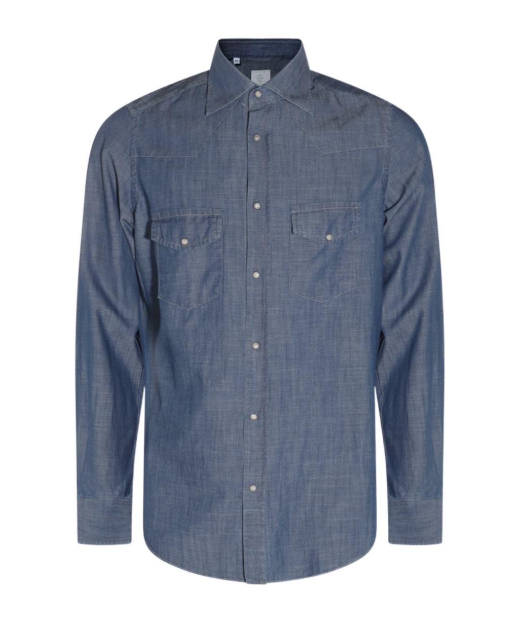 Eleventy Button-down Shirt With Tailored Fit And Dual Chest Pockets In Blue