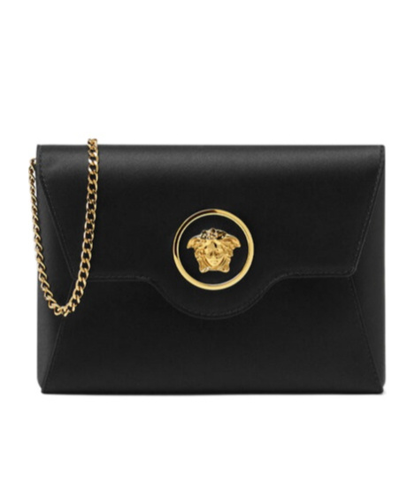 Versace La Medusa Envelope Clutch Bag In Black