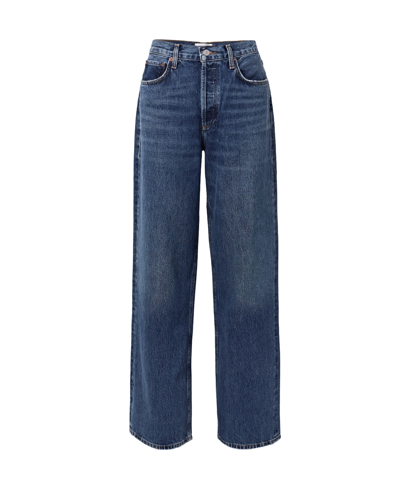 Agolde Low Slung Puddle Low-rise Jeans In Blue