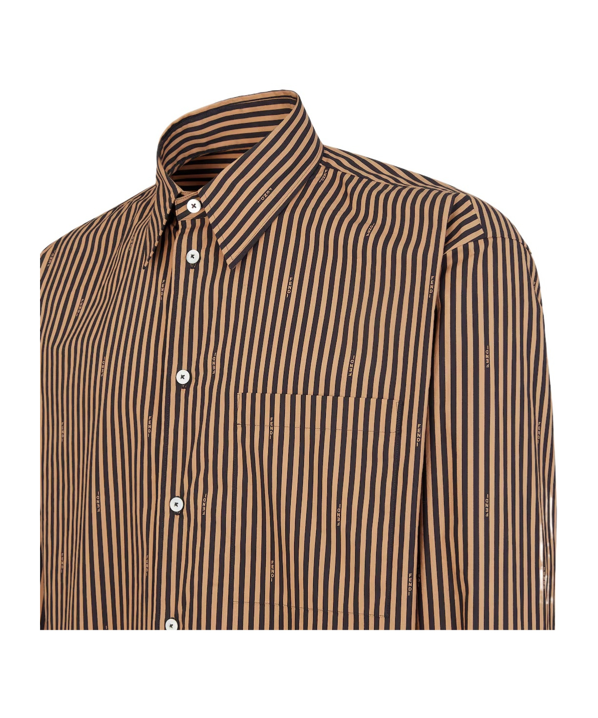 Fendi Cotton Poplin Pequin Shirt In Nude