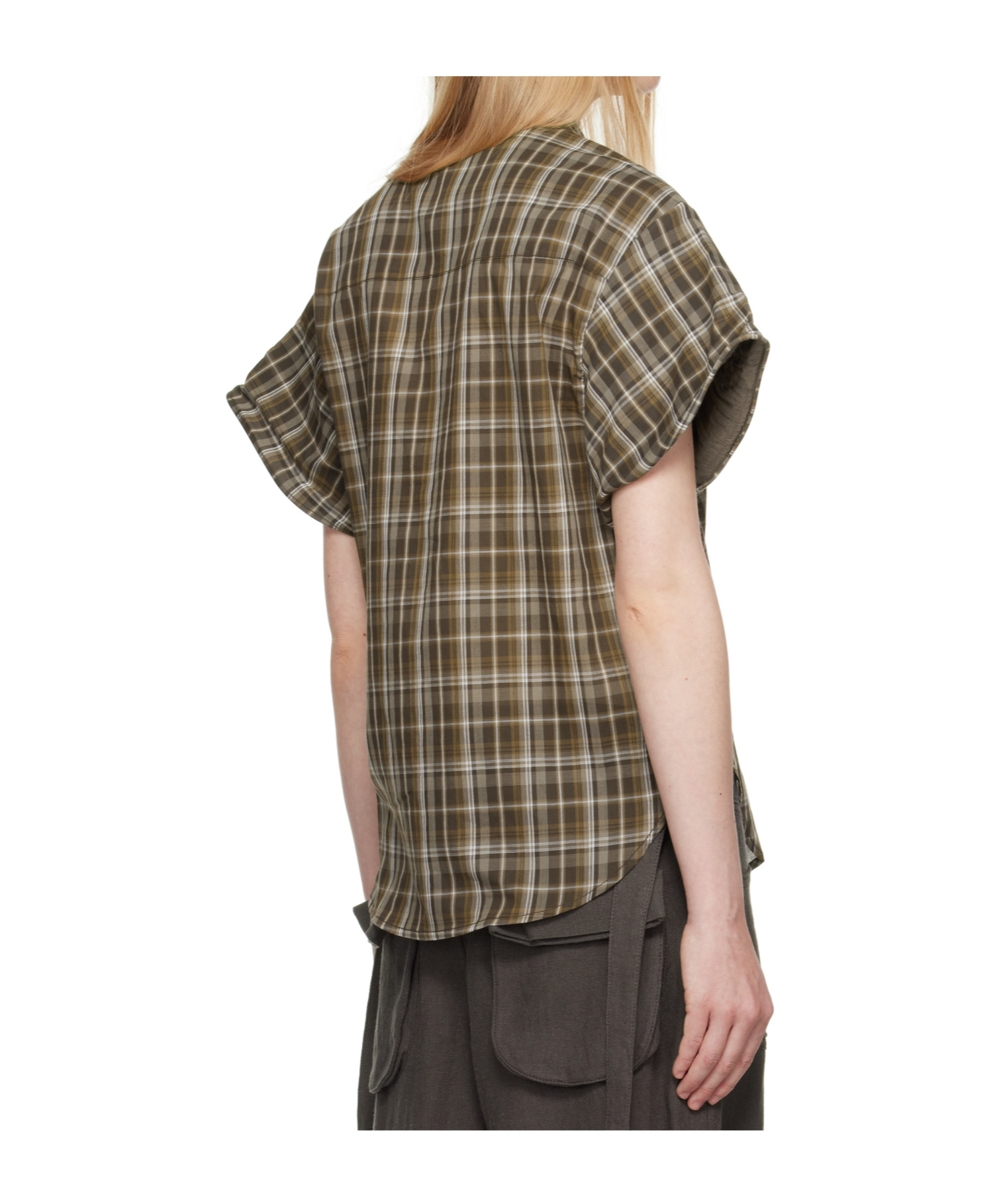 Open Yy Wire Cuff Check Shirt In Brown