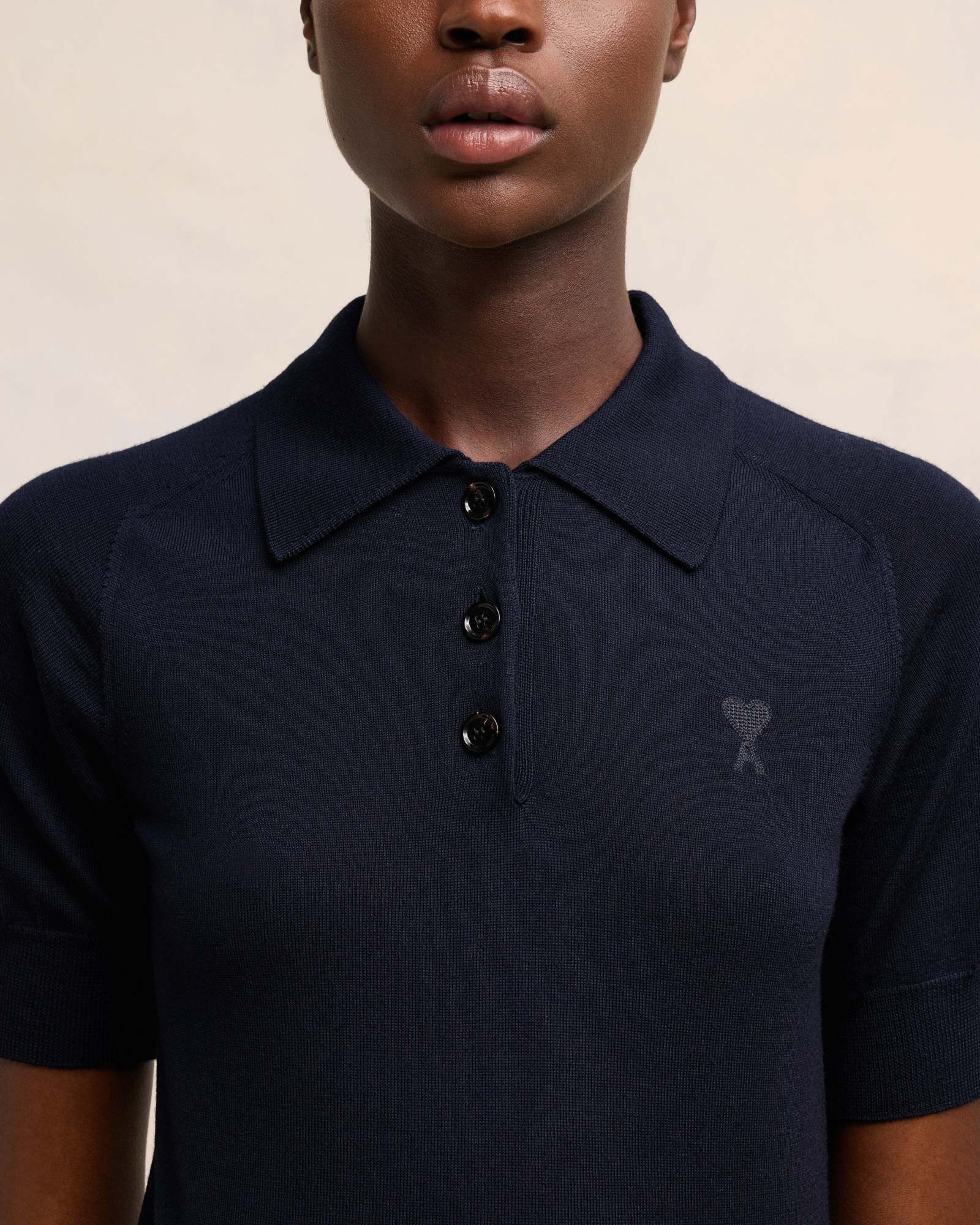 Ami Alexandre Mattiussi Wool Polo Shirt In Black