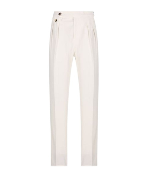 Brunello Cucinelli Gabardine Tailor Fit Trousers In White