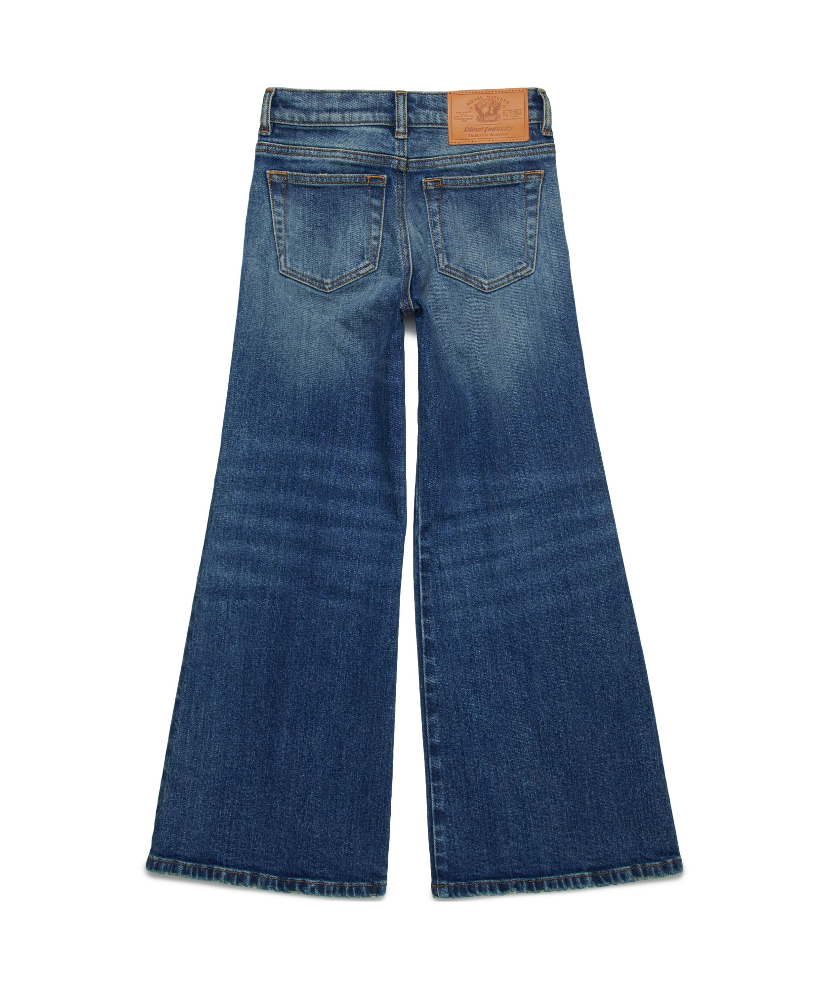 Diesel Mid Blue Flare Jeans With Distressing In Blue