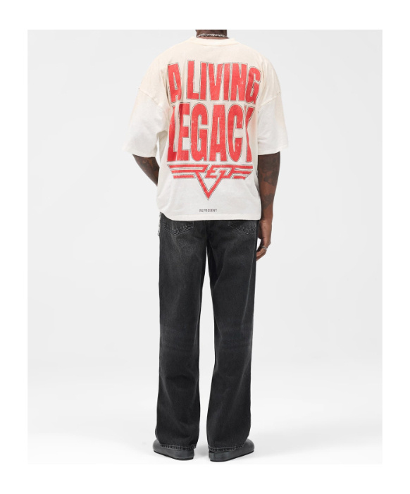 Represent Mens Washed Ecru Legacy Tour Graphic-print Short-sleeves Cotton Blend T-shirt In White