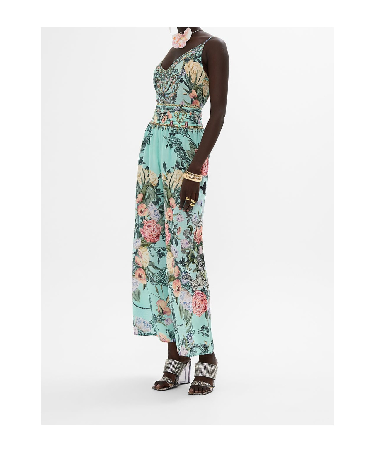 Shop Camilla Pleated Wide-leg Pants In Green