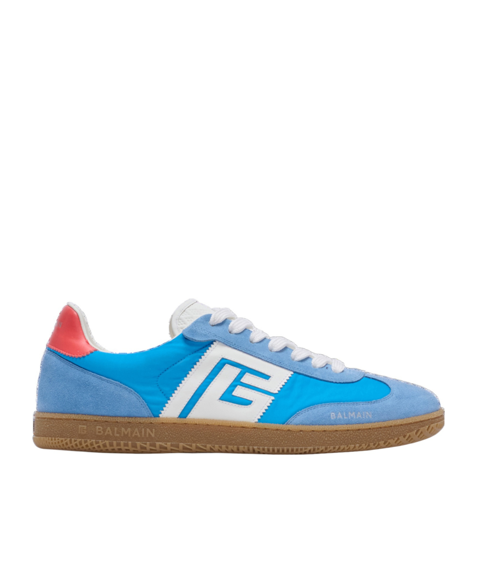 Balmain Swan Leather Suede Sneakers In Blue